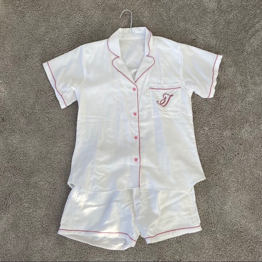 NWOT J Initial Button Up Pajama Set
